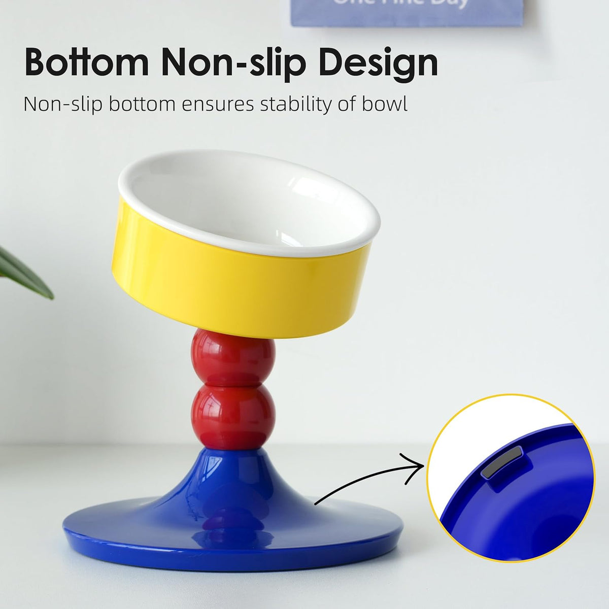 Ceramic Elevated Raised Cat Bowls,Cat Food Dish with Stand, 3 Height Adjustable Raised Dog Bowl