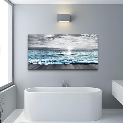Lapremoly Black And White Beach Wall Painting Canvas Wall Art For Living Room Large Wall Decor For
