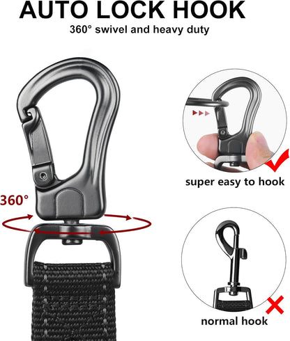 TwoEar 4FT 1IN Strong Black Dog Leash with 2 Padded Handles, Traffic Handle Extra Control