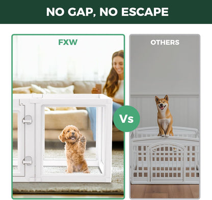 FXW AuraSpace Acrylic Indoor Unleashed Dog Playpen for Puppies and Small Dogs, 24 Inch, 6 Panels