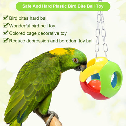 Litewoo 3 Pack Bird Chew Toy Bells Balls Set Parrot Training Toy Cage Accessories for Parakeet