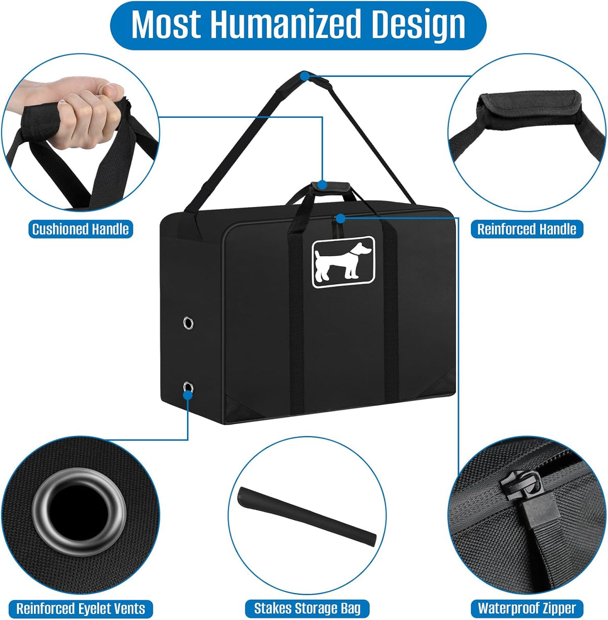 SIRUITON Dog Playpen Storage Bag Fits 50" H 8 Panels and 9 Stakes ，Dog Fence Travel Bag Suitable