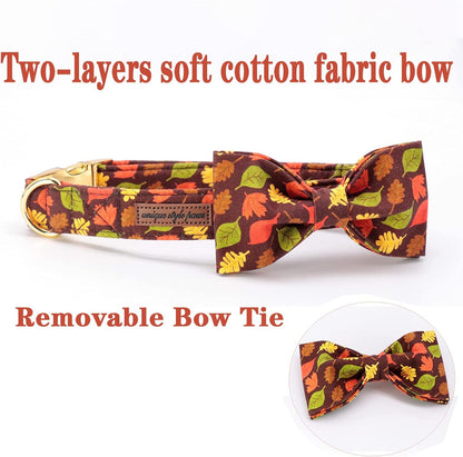 Unique style paws Fall Dog Collar with Bow, Puppy Collar Pet Gift Adjustable Dog Collar Soft and
