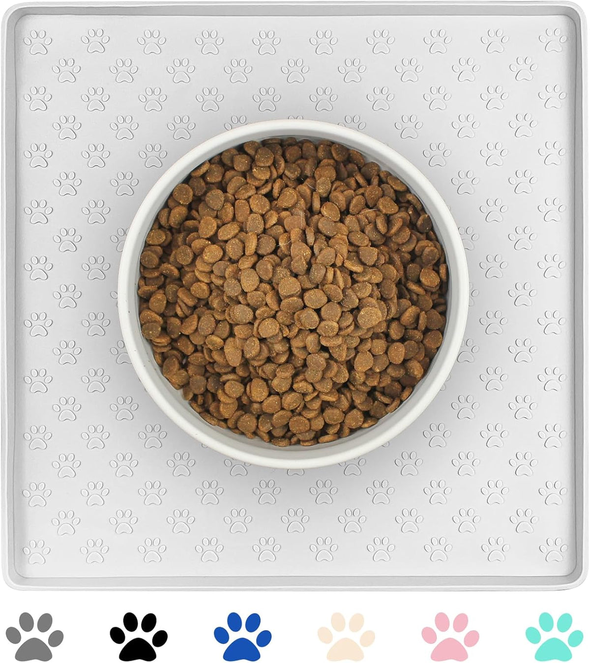 Ptlom Pet Placemat for Dog and Cat, Waterproof Silicone Pet Feeding Bowl Mats for Food and Water