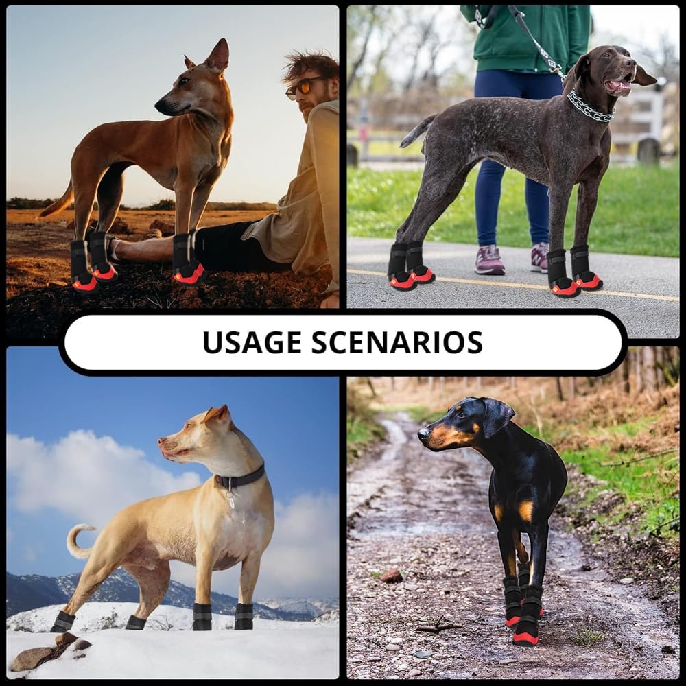 Dog Shoes for Hot Pavement Anti-Slip Dog Boots Waterproof Dog Shoes for Small to Large Dogs with