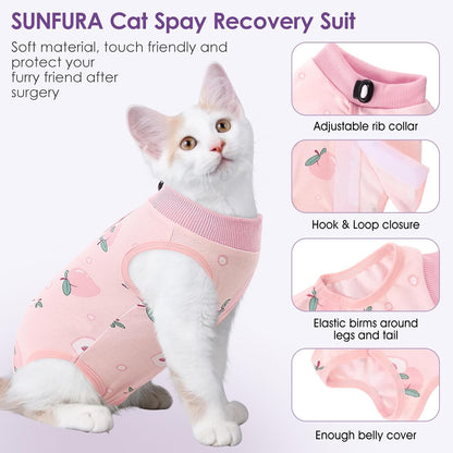 SUNFURA Cat Recovery Suit, Kitten Surgical Full Bodysuit for Abdominal Wound Protector Anti Licking