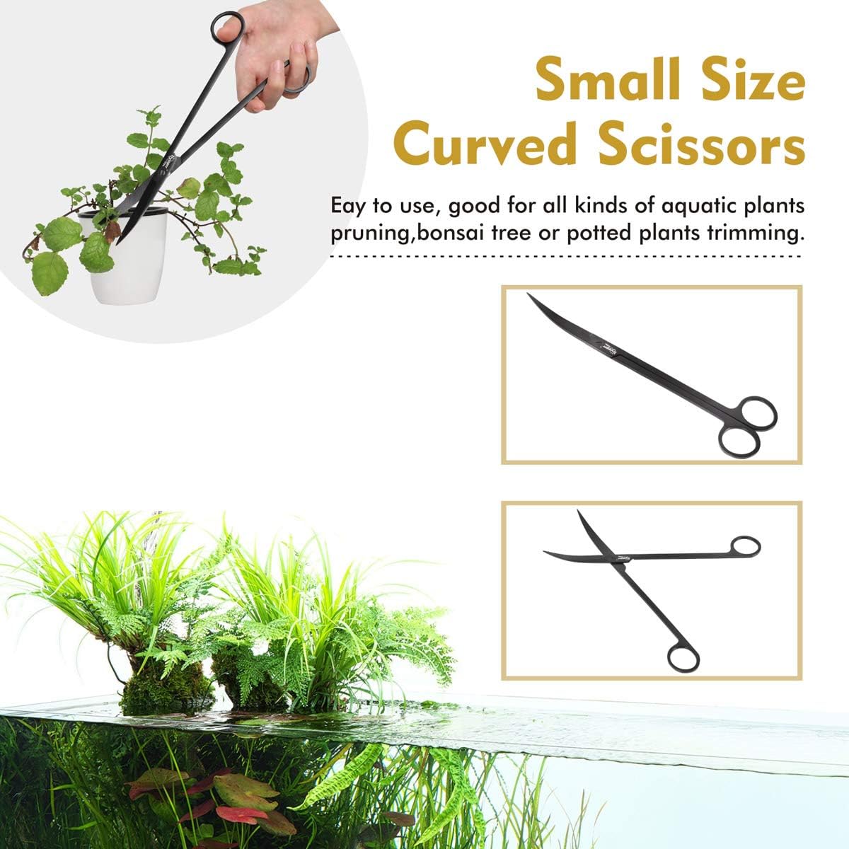 hygger Long Stainless Steel Premium Aquarium Tools, 4 PCS Aquatic Plant Tweezers Scissors Spatula