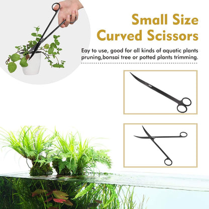 hygger Long Stainless Steel Premium Aquarium Tools, 4 PCS Aquatic Plant Tweezers Scissors Spatula