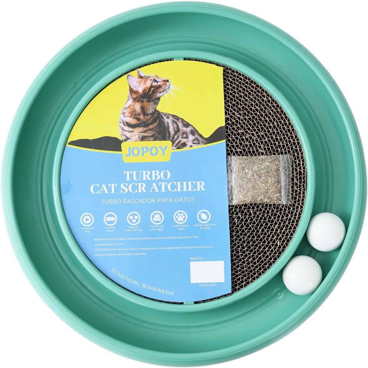 Interactive Cat Scratcher with Two Rotating Balls,Durable Scratch Pad for Indoor Play,Cardboard Cat