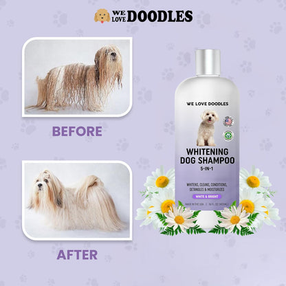 Whitening Dog Shampoo | Made in USA | Brightening Dogs Fur | White & Bright Hair | Removes Stains &