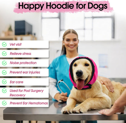 Dog Calming Hoodie, Dog Ear Muffs Noise Protection & Anxiety Relief, No Shake Ear Wraps for Dogs