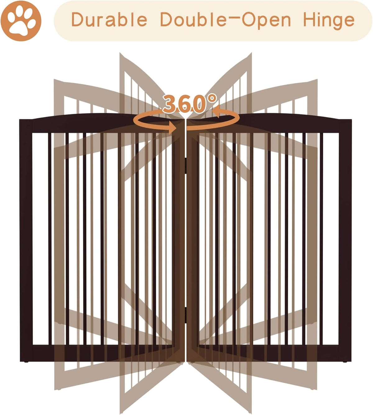 Freestanding Pet Gate for Dogs, Foldable Wooden Dog Gate for House Indoor, Tall Pet Fence for