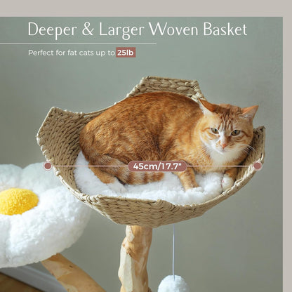 PAWZ Road Cat Tree for Indoor Cats Large Adults, 59 Inches Modern Cat Tower with Large Basket and