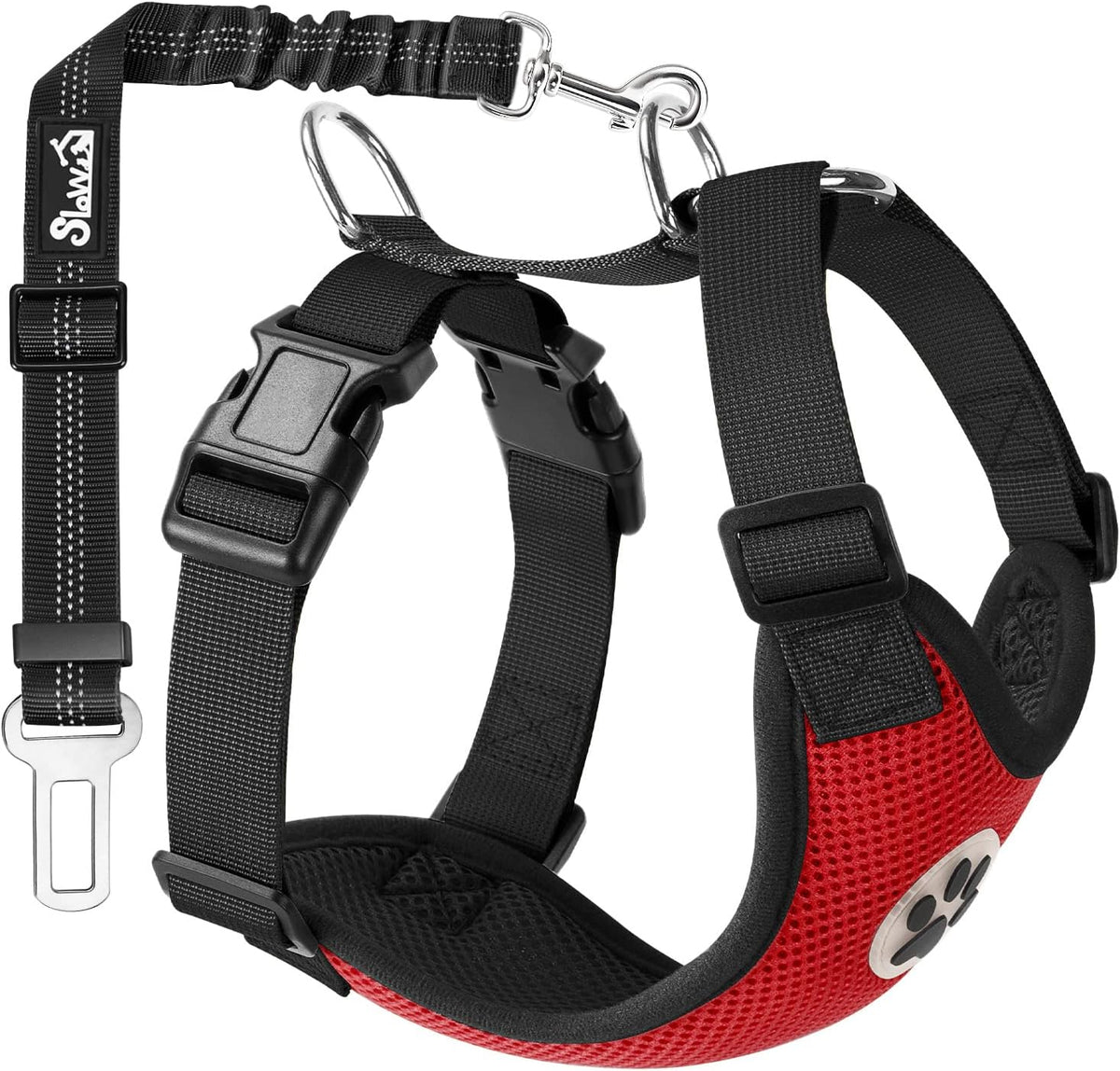 SlowTon Dog Seat Belt Harness for Car, Dog Car Harness Adjustable Mesh Breathable & Dog Seatbelt