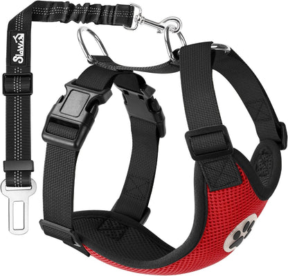 SlowTon Dog Seat Belt Harness for Car, Dog Car Harness Adjustable Mesh Breathable & Dog Seatbelt