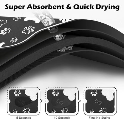 Dog Cat Food Mat,Rapid AbsorbentPet Feeding Mat, Bone Shaped Dog Placemat Water Bowl Mat with