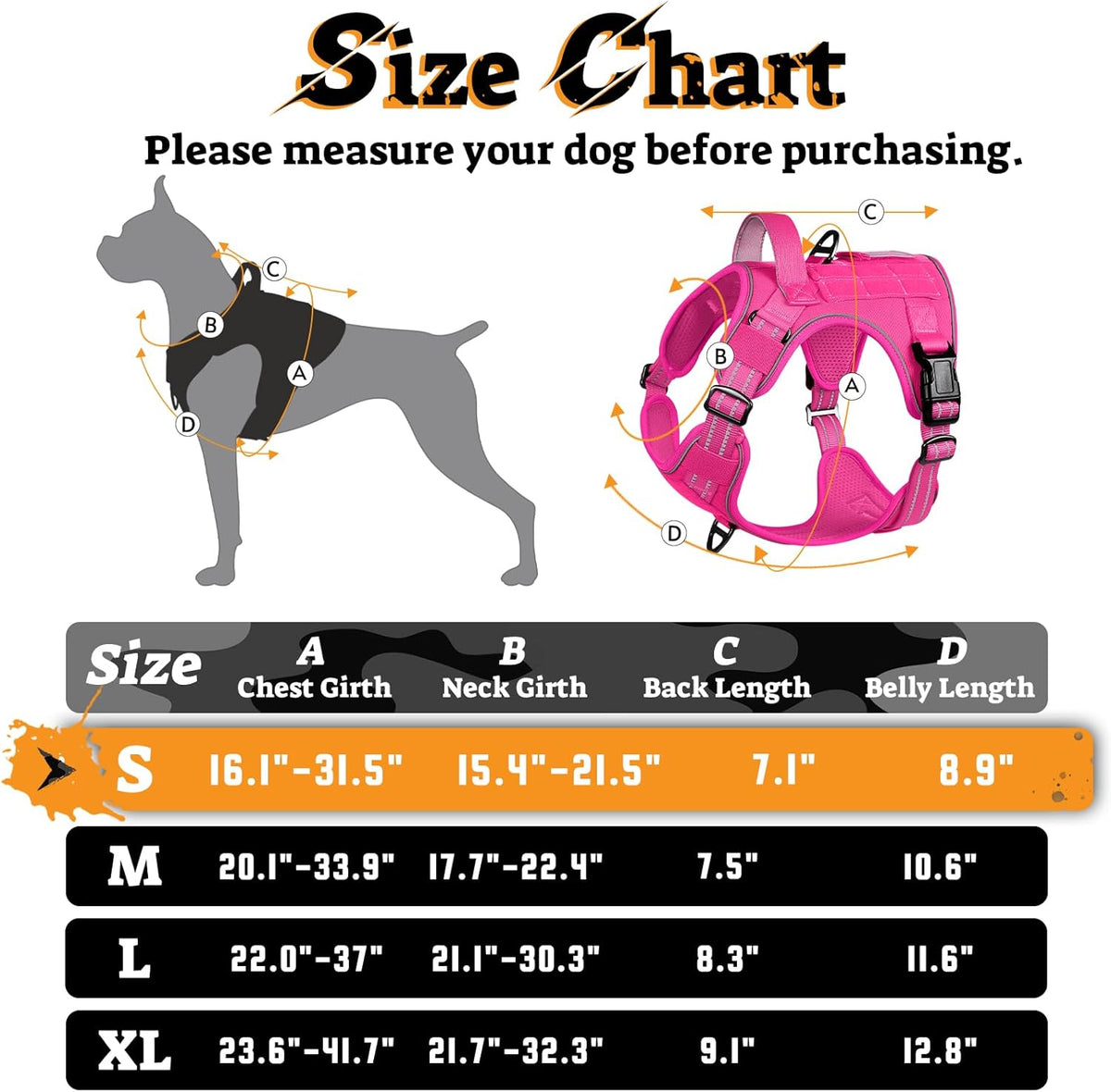rabbitgoo Dog Harness Small Sized No Pull, Tactical Service Pet Vest with Molle and Control Handle