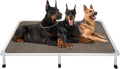 Veehoo Chew Proof Elevated Dog Bed - Cooling Raised Pet Cot - Silver Aluminum Frame and Durable