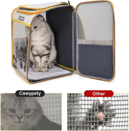 Cat Backpack Carrier, Collapsible and Breathability Cat Carrier Large for Cat Under 16 lbs, Dog and