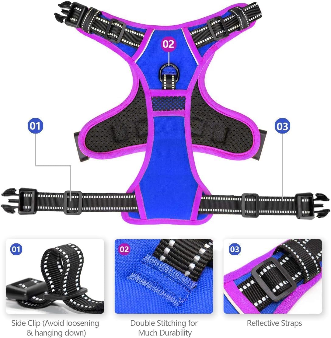PHOEPET 2019 Upgraded No Pull Dog Harness, Reflective Adjustable Vest, with a Training Handle + 2