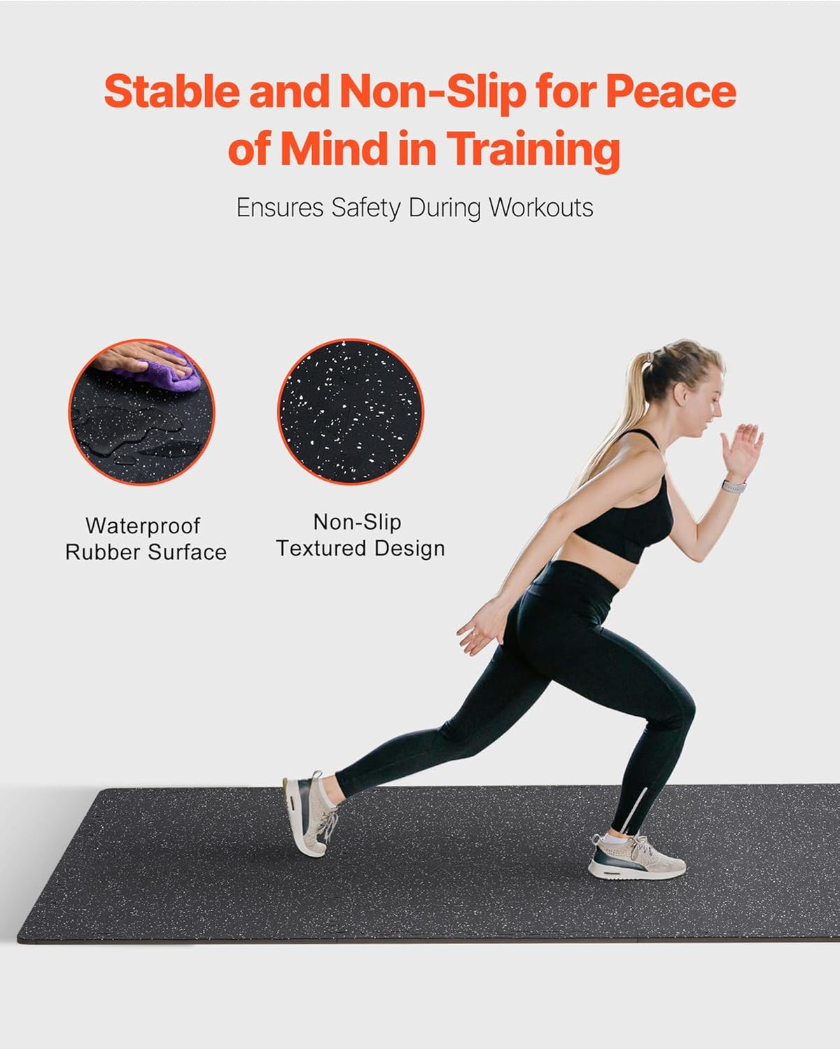 VEVOR 0.56 Inch Thick Gym Floor Mats, 25 Tiles Rubber Top with EVA Foam, 25" x 25" Gym Flooring