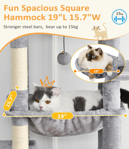 Cat Tree Large Cat Tower Tree 68" Multi-Level Cat Tower for Indoor Cats with Sisal Scratching