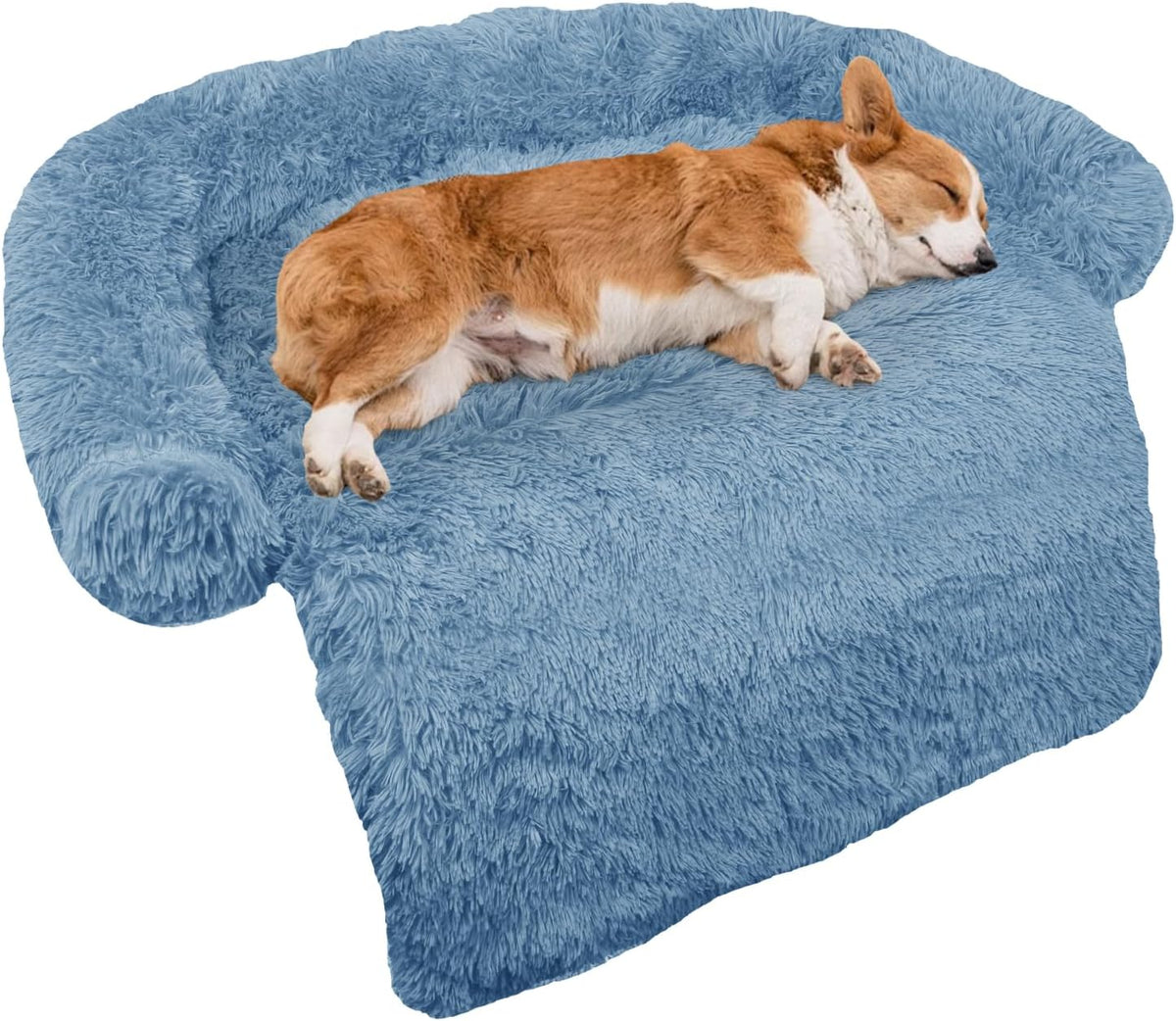 GGIB Calming Dog Bed Fluffy Plush Dog Mat for Furniture Protector with Removable Washable Cover for