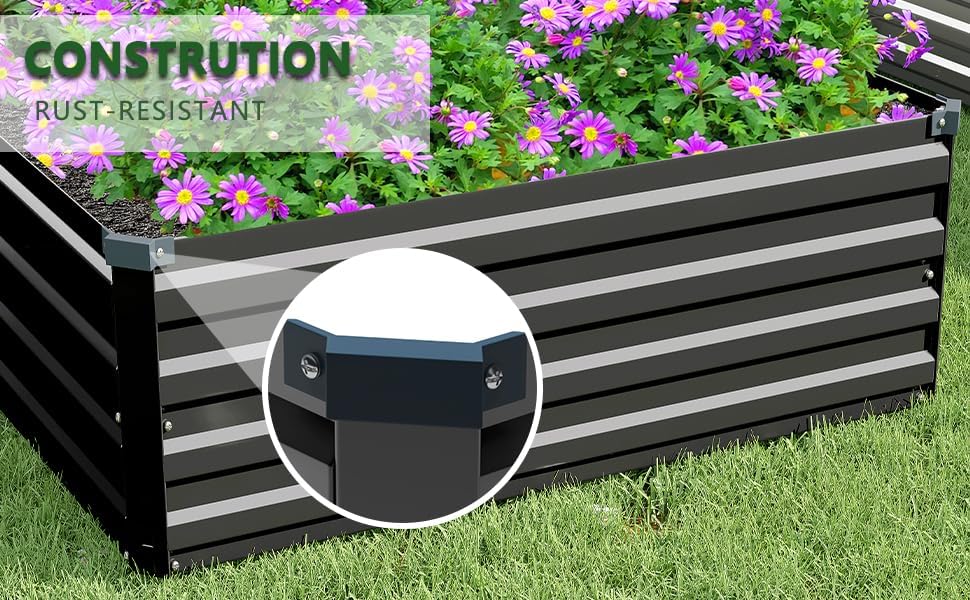 MGNO 2pcs 12x4x1FT Galvanized Raised Garden Bed-Outdoor Planter Box for Vegetables-Metal Garden