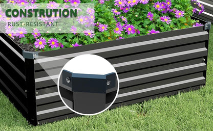 MGNO 2pcs 12x4x1FT Galvanized Raised Garden Bed-Outdoor Planter Box for Vegetables-Metal Garden