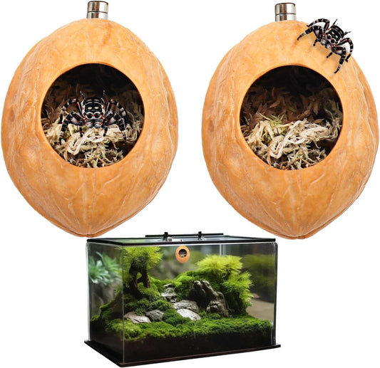 2 Pack Jumping Spider Enclosure Accessories with Walnut Shell Moss and Magnet, Natural Material