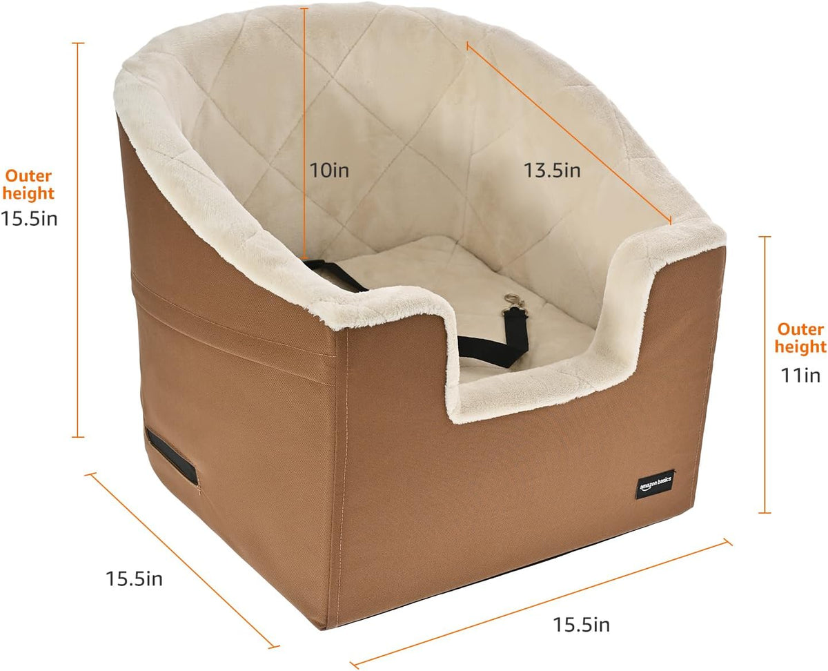 Amazon Basics Pet Car Booster Bucket Seat for Small Pets up to 25lbs, Machine Washable Cover