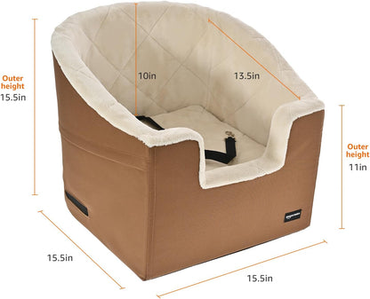 Amazon Basics Pet Car Booster Bucket Seat for Small Pets up to 25lbs, Machine Washable Cover