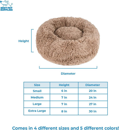 Best Pet Supplies Round Donut Dog Bed with Plush Faux Fur Fabric, Calming, Anti-Anxiety Cushion for