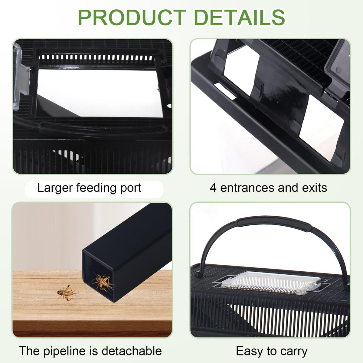NANEEZOO Cricket Keeper, Equipped with Water & Food Feeding Dish, High Transparency Cricket Pen