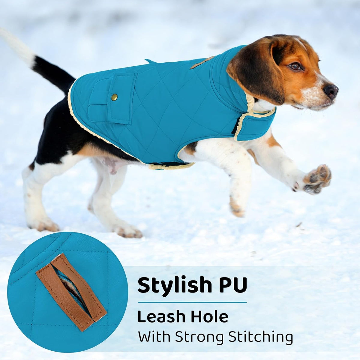 Queenmore Dog Winter Coat Warm Puffer Jacket Waterproof Plush Lining Thermal Cold Weather Vest for