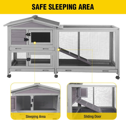 Aivituvin Rabbit Hutch Outdoor Rabbit Cage Indoor with Casters Bunny Cage Chikcen Coop for Small