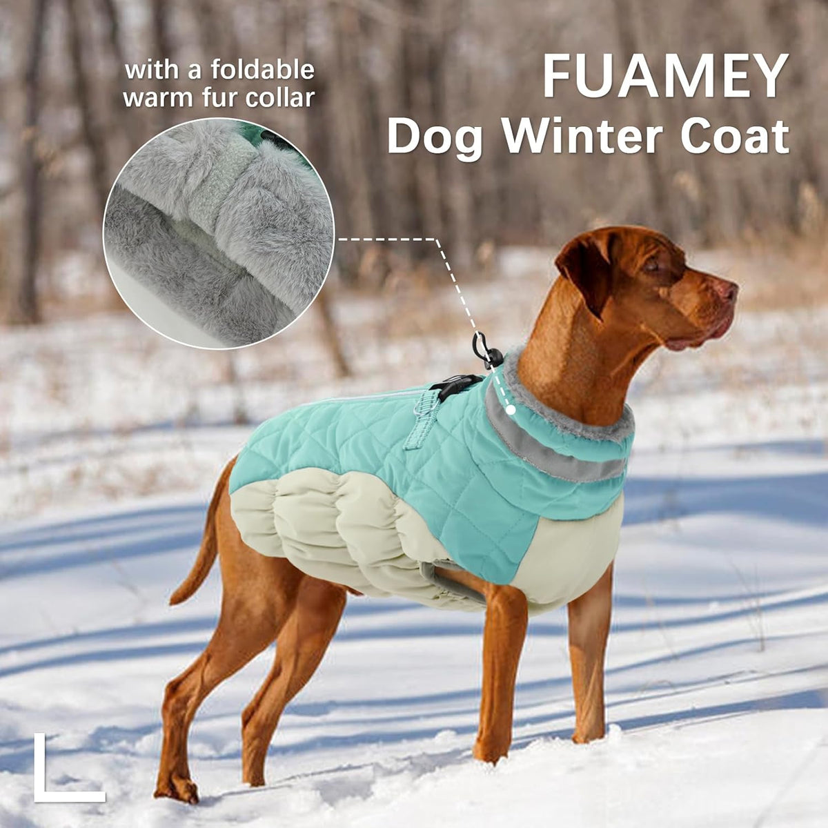 FUAMEY Dog Coat for Small Dogs,Waterproof Dog Winter Jacket with Harness Built in Puppy Cold