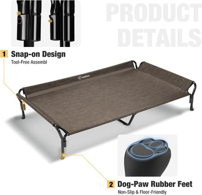 Veehoo Cooling Elevated Dog Bed, Guardrail Raised Pet Cot, Indoor & Outdoor XXL Pet Bed with