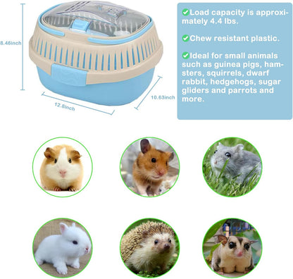 Hamster Carrier Guinea Pig Carrier 13 X 11 X 8 In Portable Hamster Travel Cage with Ventilation