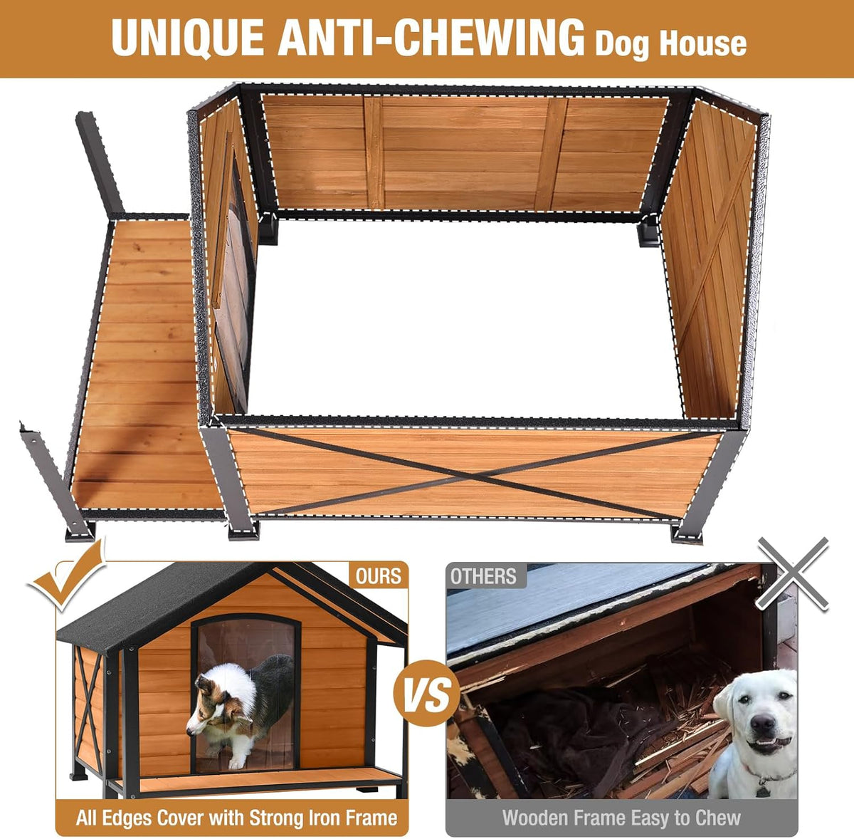 Dog House Outdoor & Indoor, Dog Kennel for Winter, Insulated Puppy Shelter for Small & Medium &