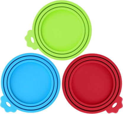 3 Pack Pet Food Can Covers, Silicone Universal Can Lids for Dog & Cat Food, BPA Free, One Fit Most