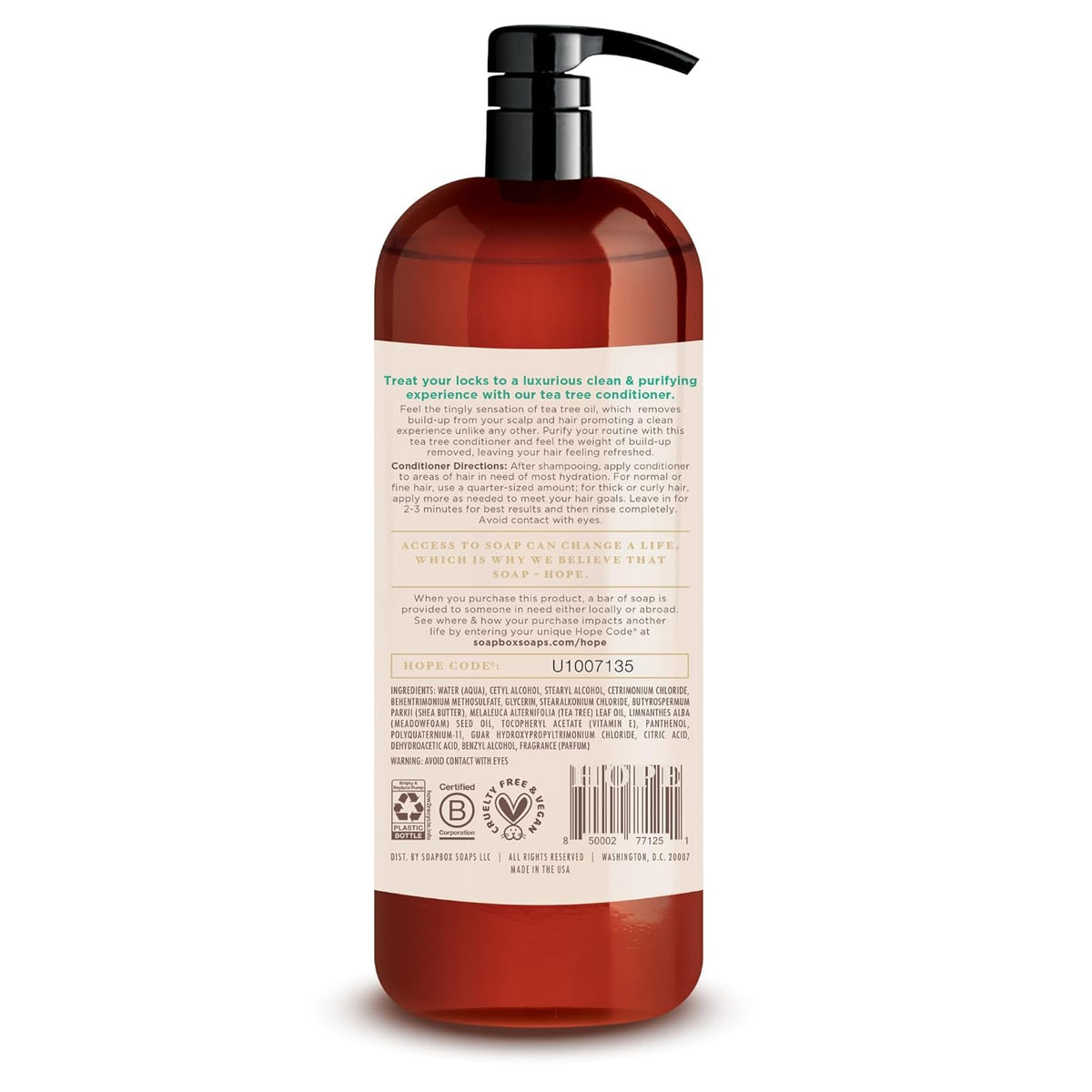 Soapbox Tea Tree Shampoo and Conditioner Set, Scalp Balancing with Tea Tree Oil, Jojoba Oil, Aloe