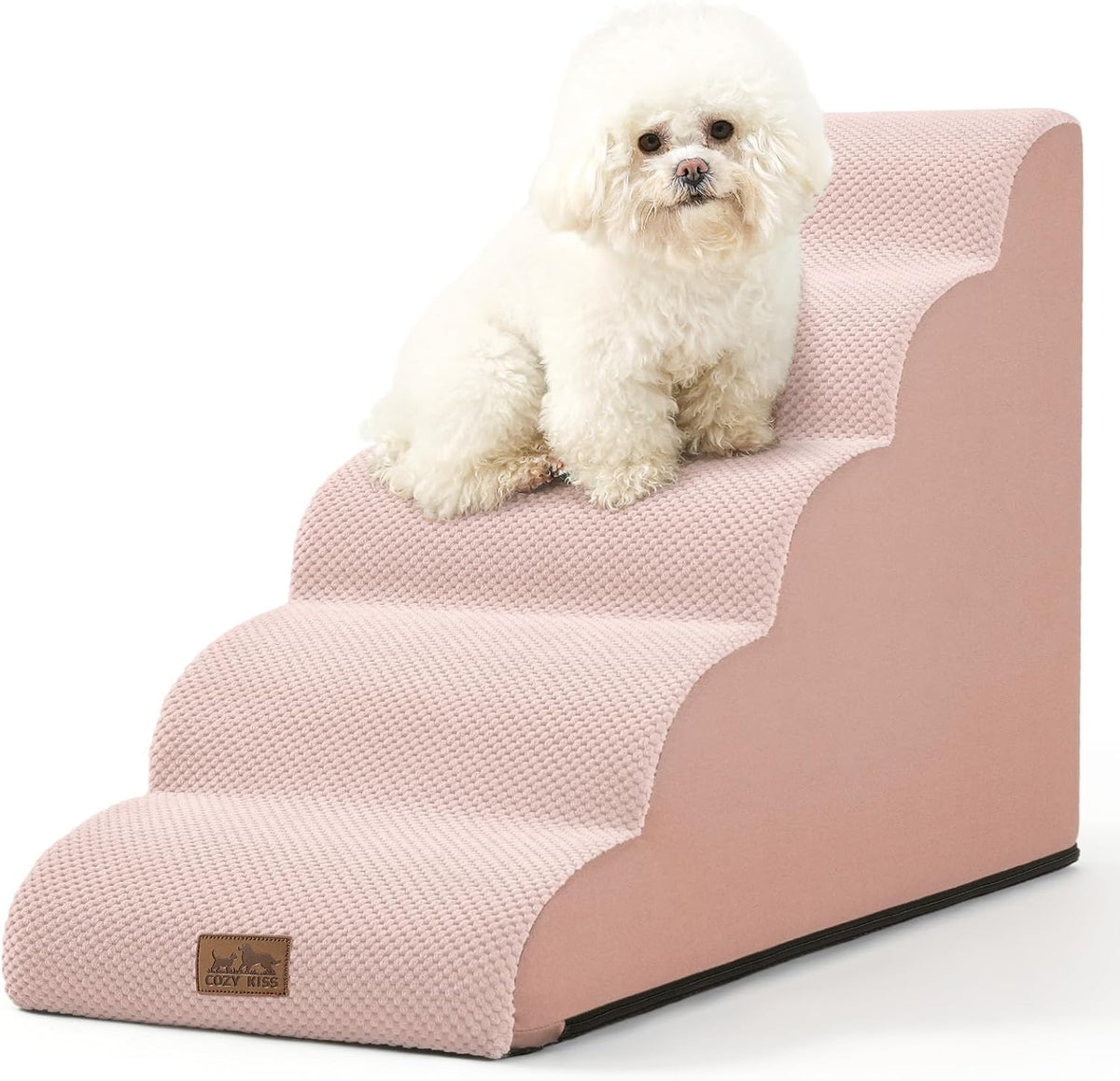 Dog Stairs for High Bed 22.6" H, Small Dog Step for Puppy, Older or Cat, Curved Ramp for Car