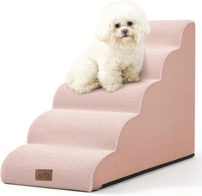 Dog Stairs for High Bed 22.6" H, Small Dog Step for Puppy, Older or Cat, Curved Ramp for Car