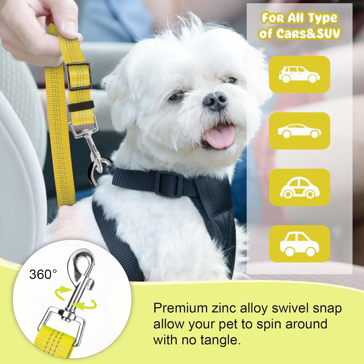 BWOGUE Pet Dog Cat Seat Belts, Car Headrest Restraint Adjustable Safety Leads Vehicle Seatbelt