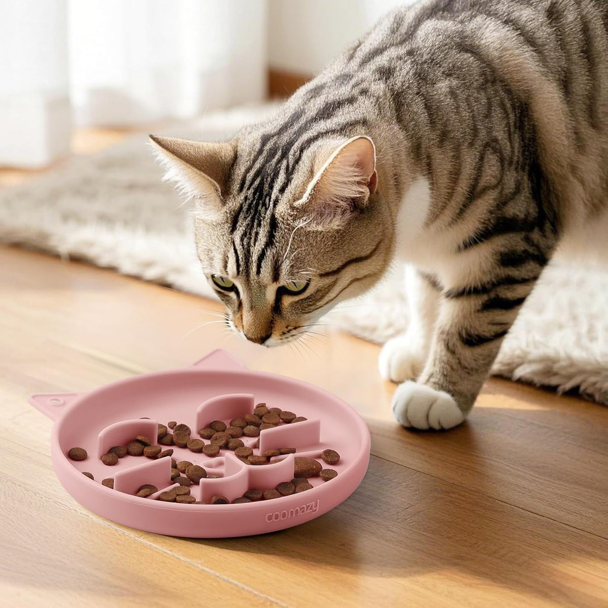Coomazy Silicone Slow Feeder Dog Cat Bowls, Interactive Puzzle Toy for Pets Dry/Wet Food Training