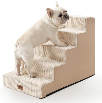 Dog Stairs for Small Dogs, 5 Tier Wider Pet Stairs for High Beds, 23.6" H Non-Slip Dog Steps for