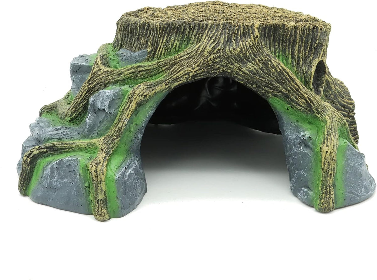 JIHAQUA Resin Large Turtle Tank Accessories Reptile Hideouts Cave Habitat Decor for Gecko Leopard