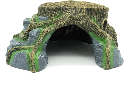 JIHAQUA Resin Large Turtle Tank Accessories Reptile Hideouts Cave Habitat Decor for Gecko Leopard