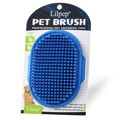 Dog Grooming Brush, Lilpep Pet Shampoo Bath Brush Soothing Massage Rubber Comb with Adjustable Ring